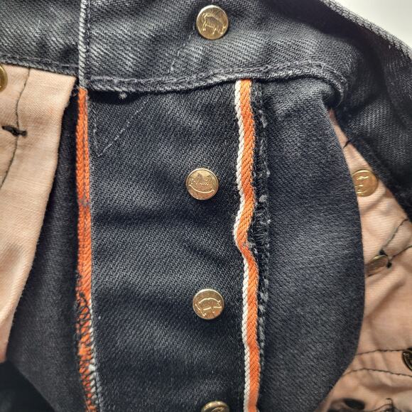 Jean Shop Black Selvedge Denim Jeans Button Fly Made in USA Men's Size 28 Small - Picture 6 of 8